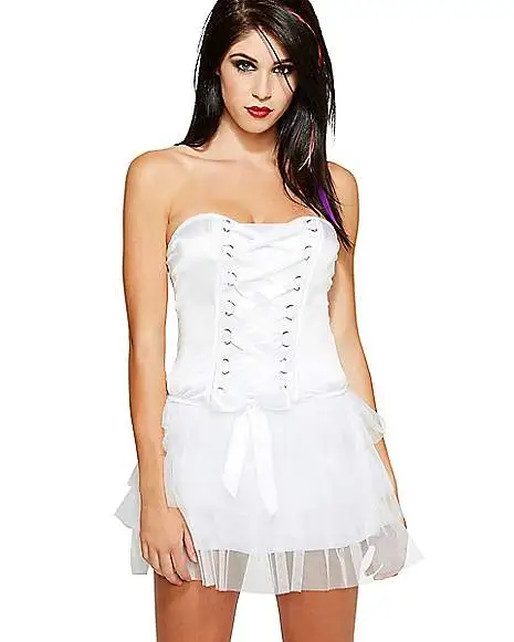 Spirit Halloween Front Lace-Up Corset - White 1 Spirit Halloween Front Lace-Up Corset - White