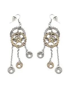 Spirit Halloween Steampunk Gear Dangle Earrings