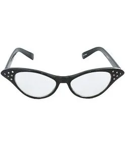 Spirit Halloween '50s Black Rhinestone Cat Eye Glasses