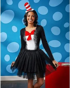 Spirit Halloween Adult Cat In The Hat Tutu Dress - Dr. Seuss