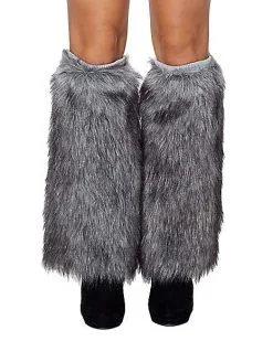 Spirit Halloween Grey Faux Fur Leg Warmers