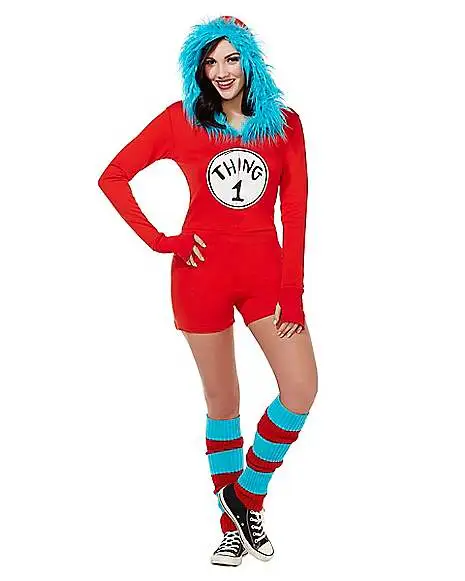 Spirit Halloween Adult Thing 1 And Thing 2 Romper Costume - Dr. Seuss 1 Spirit Halloween Adult Thing 1 And Thing 2 Romper Costume - Dr. Seuss