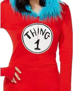 Spirit Halloween Adult Thing 1 And Thing 2 Romper Costume - Dr. Seuss 9 Spirit Halloween Adult Thing 1 And Thing 2 Romper Costume - Dr. Seuss -Girls Costumes Shop 01360049 c