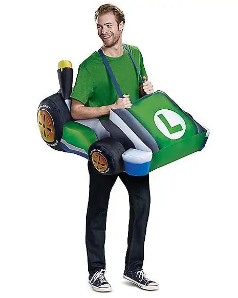 Spirit Halloween Adult Luigi Kart Inflatable Costume - Mario Kart 1 Spirit Halloween Adult Luigi Kart Inflatable Costume - Mario Kart