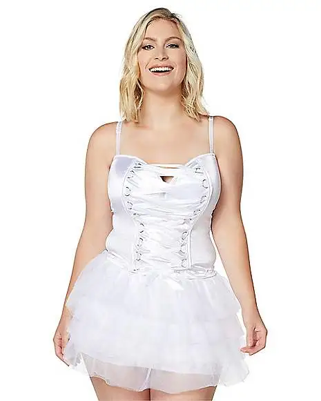 Spirit Halloween Front Lace-Up Corset - White 4 Spirit Halloween Front Lace-Up Corset - White - Image 4