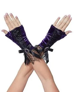 Spirit Halloween Purple Velvet Witch Gloves - Deluxe