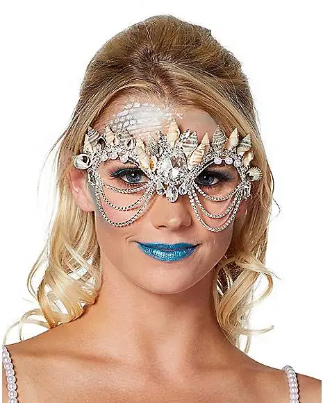 Spirit Halloween Mermaid Shell Diamond Eye Half Mask 1 Spirit Halloween Mermaid Shell Diamond Eye Half Mask