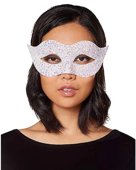 Spirit Halloween White Glitter Eye Half Mask 1 Spirit Halloween White Glitter Eye Half Mask