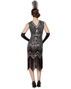 Spirit Halloween Adult Black Beaded Flapper Dress -Girls Costumes Shop 01470350 c