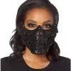Spirit Halloween Black Skeleton Sequin Half Mask