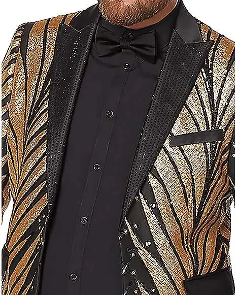 Spirit Halloween Adult '20s Gold And Black Plus Size Jacket 2 Spirit Halloween Adult '20s Gold And Black Plus Size Jacket - Image 2