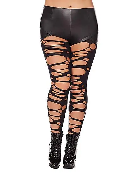 Spirit Halloween Black Punk Tattered Tights 2 Spirit Halloween Black Punk Tattered Tights - Image 2