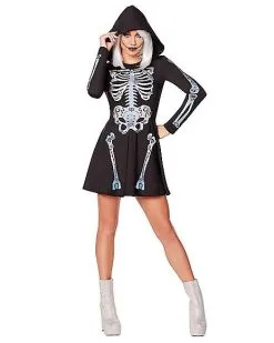 Spirit Halloween Adult Skeleton Hooded Dress