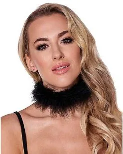 Spirit Halloween Black Feather Choker Necklace